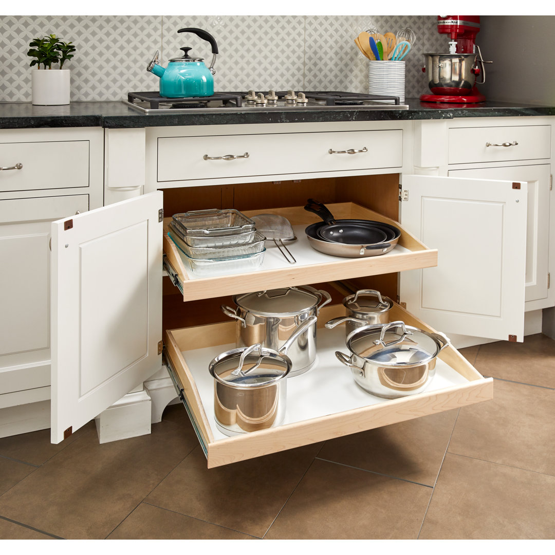 Slide-A-Shelf Custom Made-to-Fit Slide-Out Shelf with Soft Closing Full Extension Rails Wood Pull Out Cabinet Organizer